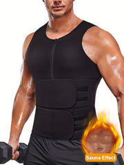Men's Neoprene Sauna Vest Zipper Sweat Tank Top for Weight Loss