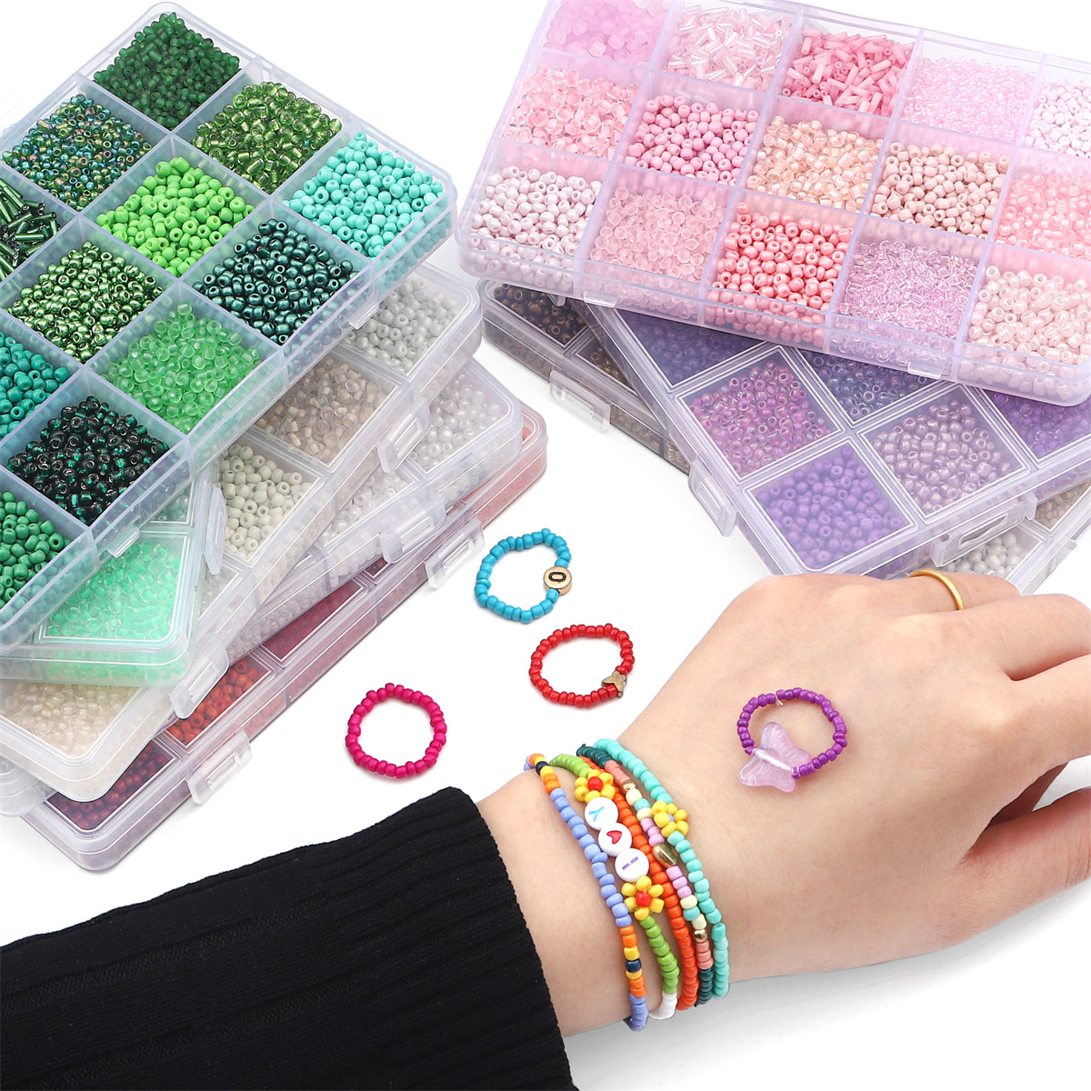 Rice & Tube Bead Set w/ 15 Grid Boxes - 1 Pack