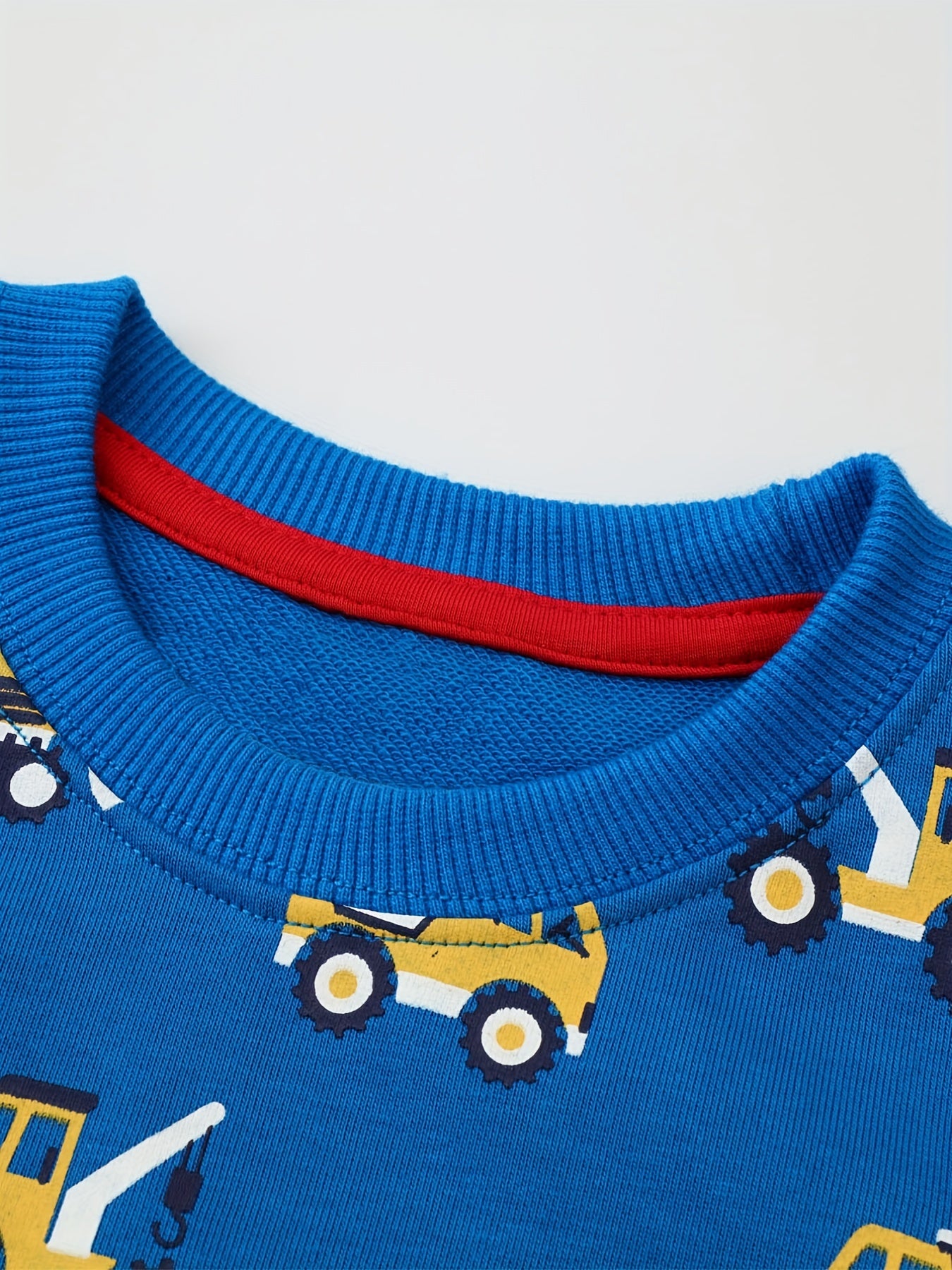 Excavator Print Boys Casual Pullover Sweatshirt
