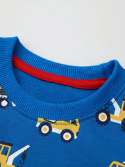 Excavator Print Boys Casual Pullover Sweatshirt