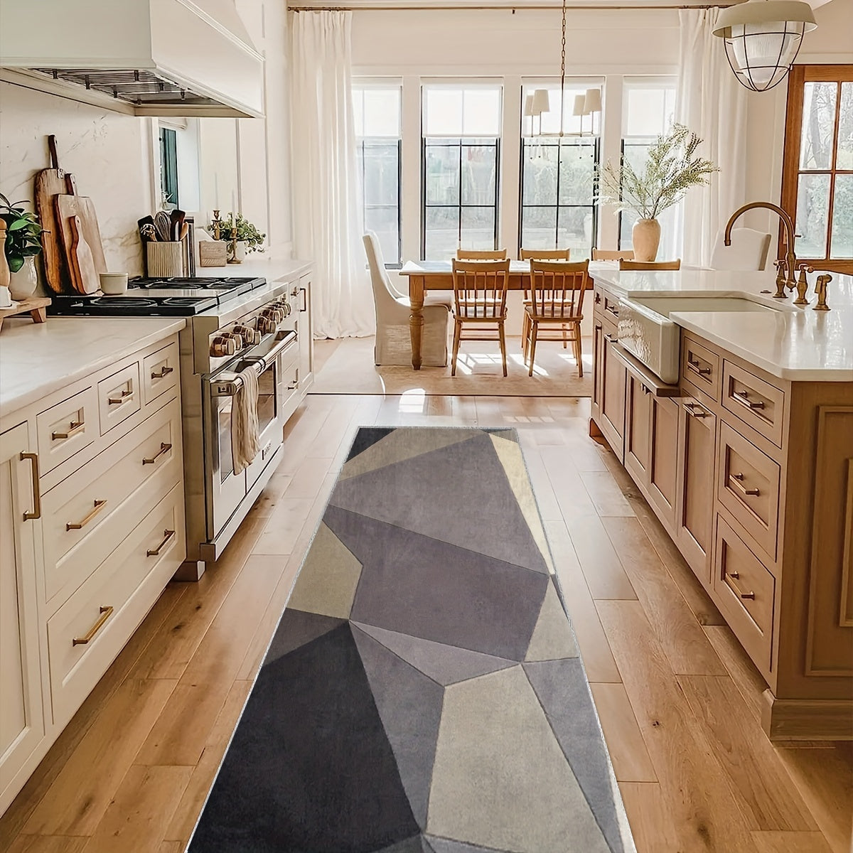 Distressed Woven Area Rug 96x304 Long Non-Slip Carpet