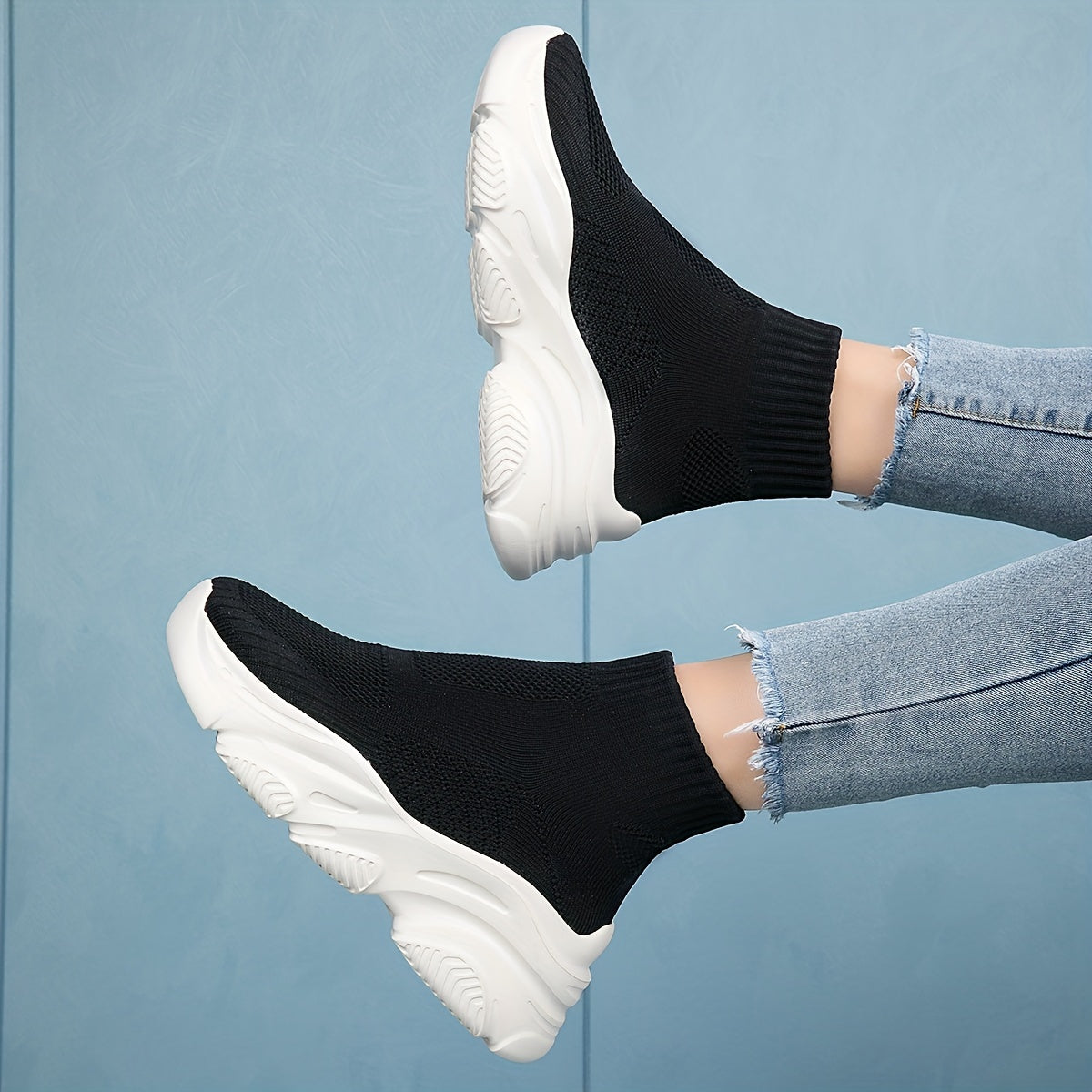 Women's Elastic Slip On Sneakers with Thick Bottom