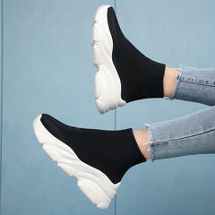 Women's Elastic Slip On Sneakers with Thick Bottom