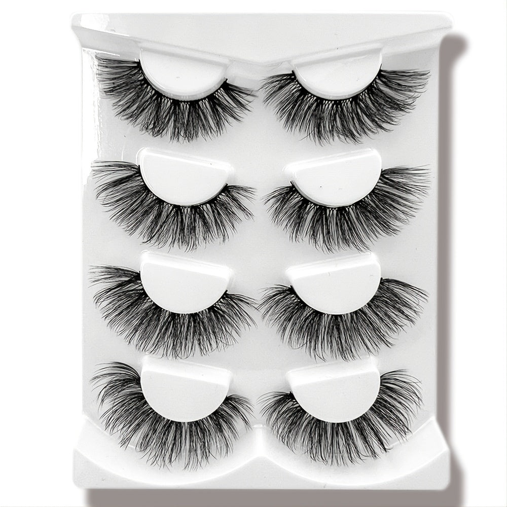 4 Pairs 3D Mink Lashes Bulk Faux With Custom Box Wispy Natural Mink Lashes