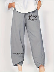 Graphic Print Elastic Waist Pants for Women