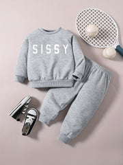 Toddler Baby SISSY Print Sweatshirt and Jogger Set