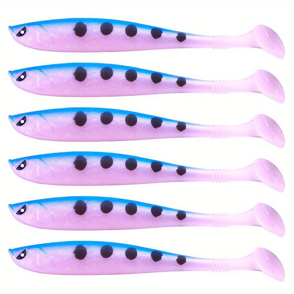 6pcs Soft Silicone Fishing Lure Minnow Bait 3.54in 4.1g for Saltwater Freshwater
