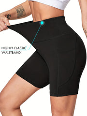 High Waist Sports Shorts with Pocket for Yoga Running
