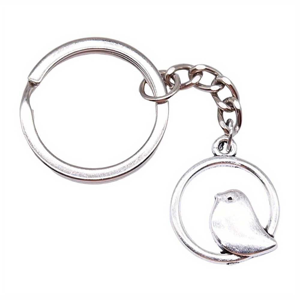 Bird Animal Keychain Vintage Silver Metal Keyring Key Holder Accessories