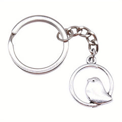 Bird Animal Keychain Vintage Silver Metal Keyring Key Holder Accessories