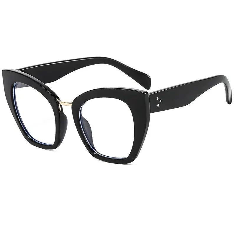 Cat Eye Glasses Clear Lens Women Men's Light Blocking Large Frame Optical Unisex