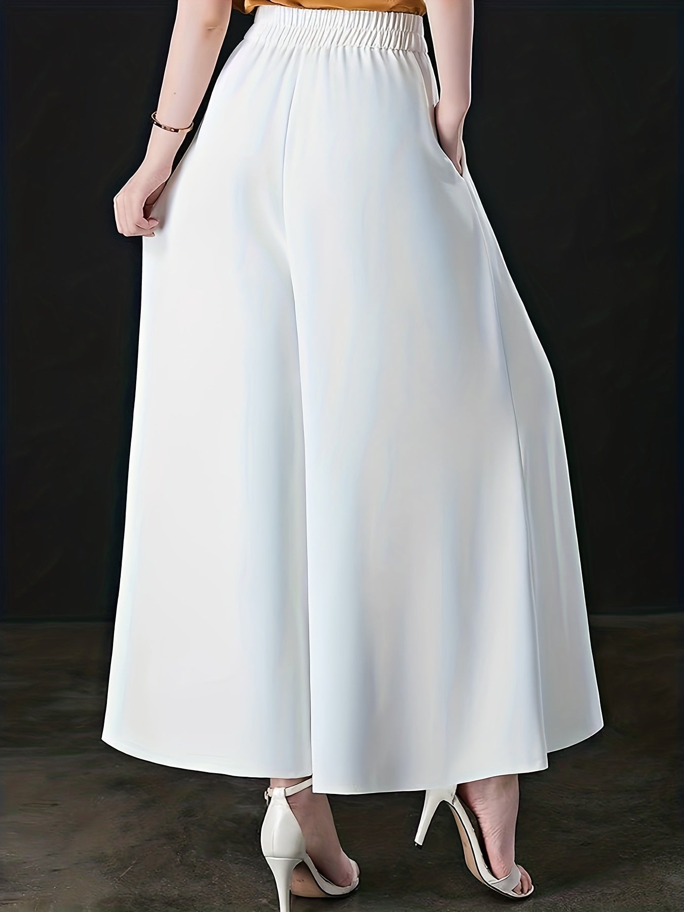 Solid Palazzo Pants Wide Leg With Pockets Women's Clothing