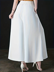 Solid Palazzo Pants Wide Leg With Pockets Women's Clothing