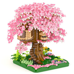 Pink Cherry Tree House Mini Building Blocks Halloween Christmas Gift