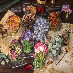 40 Pcs Plant Flower PET Sticker Pack Waterproof Decorative