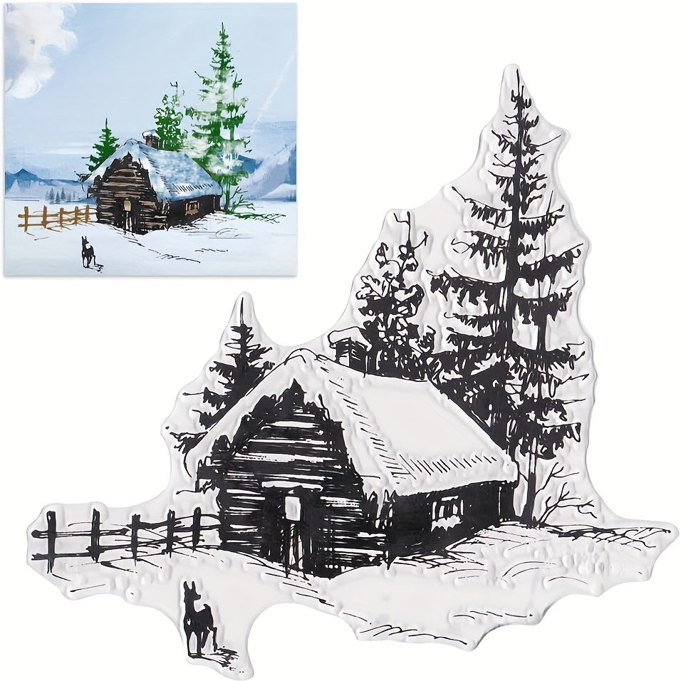 Christmas Snow House Background Clear Stamps For Card Making Decoration DIY Scra