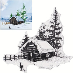 Christmas Snow House Background Clear Stamps For Card Making Decoration DIY Scra