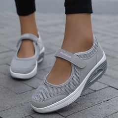 Backless Mesh Sneakers Air Cushion Slip on Walking Shoes Hook & Loop Fastener