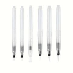 6pcs Watercolor Pens with Soluble Tips & Flat Brush Heads for Painting