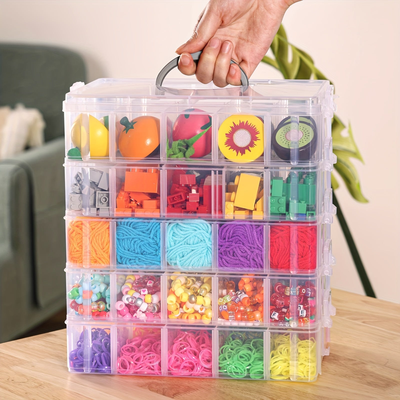 5-Layer Stackable Storage Box 50 Compartments Art Crafts Beads Paper Tape
