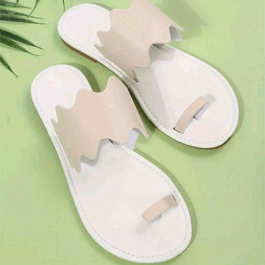 Women's Lightweight Loop Toe Slide Sandals Open Toe Slip On Shoes