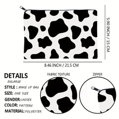 Cow Print Travel Makeup Bag for Women with Zipper