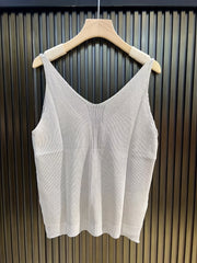 Women's Knitted V Neck Tank Top Sleeveless Casual Summer Top