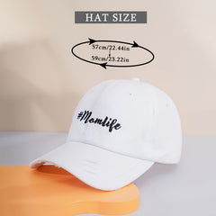 MOM LIFE Embroidery Baseball Cap Ripped Washed Ponytail Hat Sun Visor