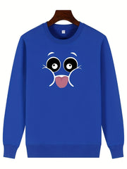 Girls Creative Face Crew Neck Sweatshirt Top