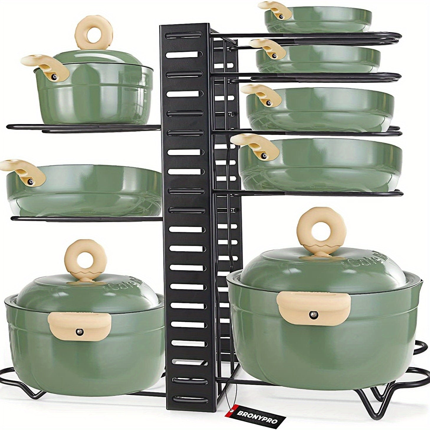 Adjustable Pots and Pans Organizer 8 Slots Rustproof