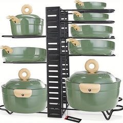 Adjustable Pots and Pans Organizer 8 Slots Rustproof