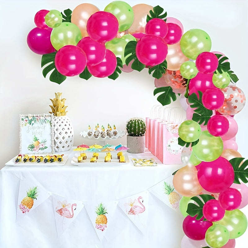 75pcs Hawaiian Party Balloon Arch Bridge Tropical Leaf Balloon Set