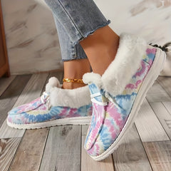 Women's Tie Dye Short Boots Plush Lined Snow Boots