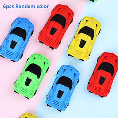 6pc Racing Car Erasers Mini Sports Car Shaped Pencil Erasers School Supplies