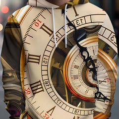 Compass Print Hoodies Men Graphic Hoodie Comfy Loose Pullover Mens Clothing