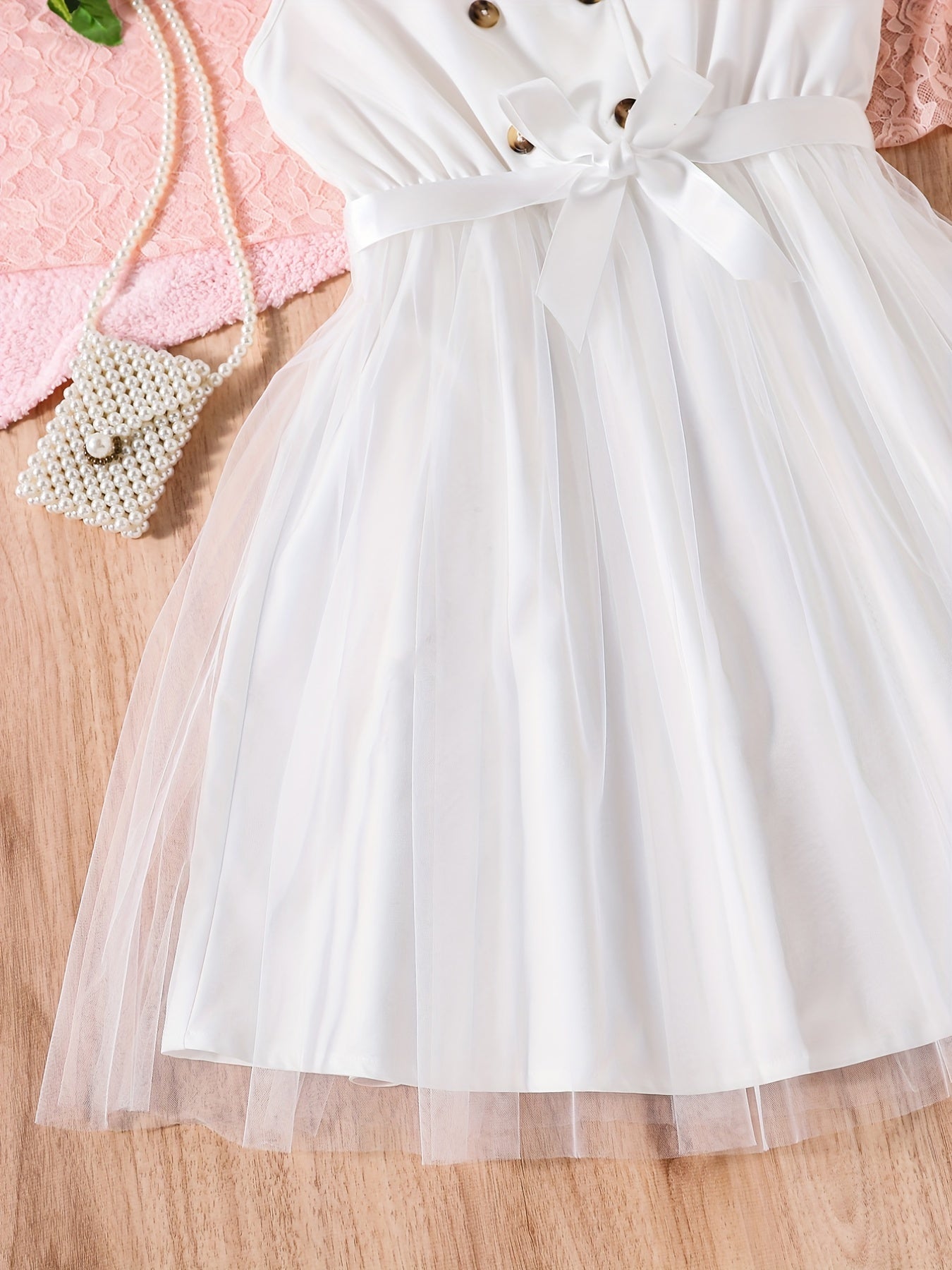 Girls Lapel Collar Sleeveless Shirt Dress Casual Outfit