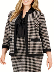 Plaid Print Coat & Midi Skirt Set