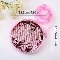 Girls Sequins Purse Crossbody Bag Mini Messenger Bag With Zipper