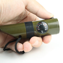 Outdoor 7 in 1 Survival Whistle SOS Emergency Rescue With Compass Thermometer