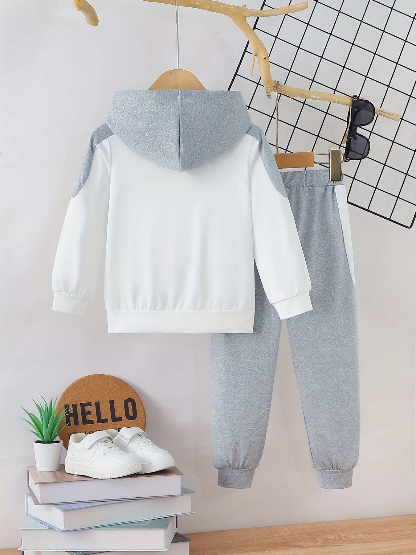Boy's 2pcs Hoodie & Elastic Waist Pants Set for Spring Fall