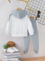 Boy's 2pcs Hoodie & Elastic Waist Pants Set for Spring Fall
