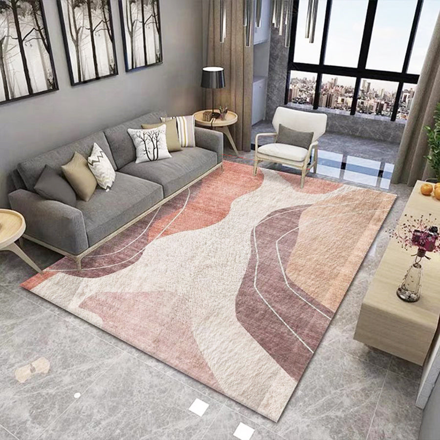 Soft Faux Cashmere Area Rug Non-slip TPR Base Modern Design