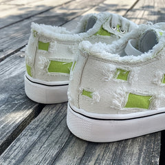 Women's Flat Canvas Sneakers Lace Up Low Top Trainers Casual Shoes