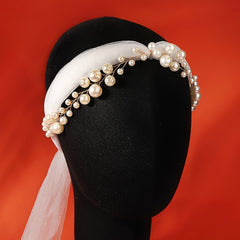Princess Pearl Crown Faux Ivory Pearls Bridal Hair