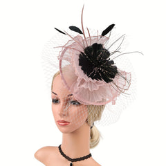 Vintage Tulle Small Wedding Veil Hair Accessories Head Flower Feather Hat Party