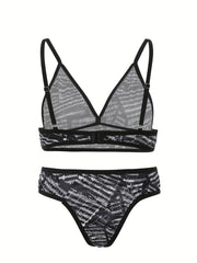 Plus Geo Print Bralette & Panty Set