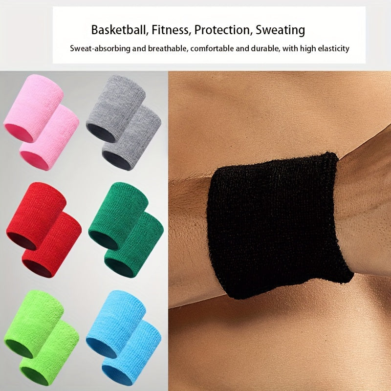 4 Pairs Sports Wristbands Cotton Wrist Sweat Band For Men & Women