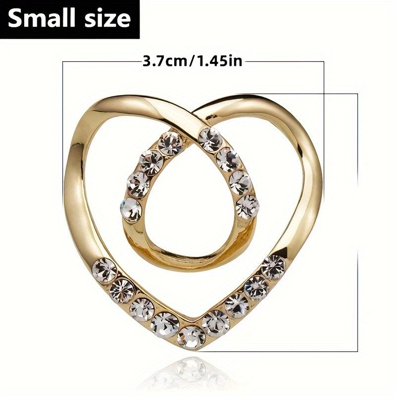 Heart Clothes Clip Brooch Rhinestone Hollow Scarf Sweater Shawl Cape Pin