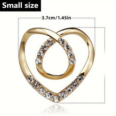 Heart Clothes Clip Brooch Rhinestone Hollow Scarf Sweater Shawl Cape Pin