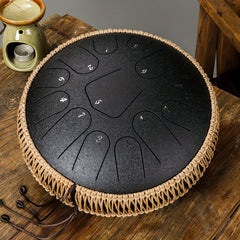 Rattan Braided 30-48cm Tongue Drum Set C Key 13-Tone Titanium Alloy Steel